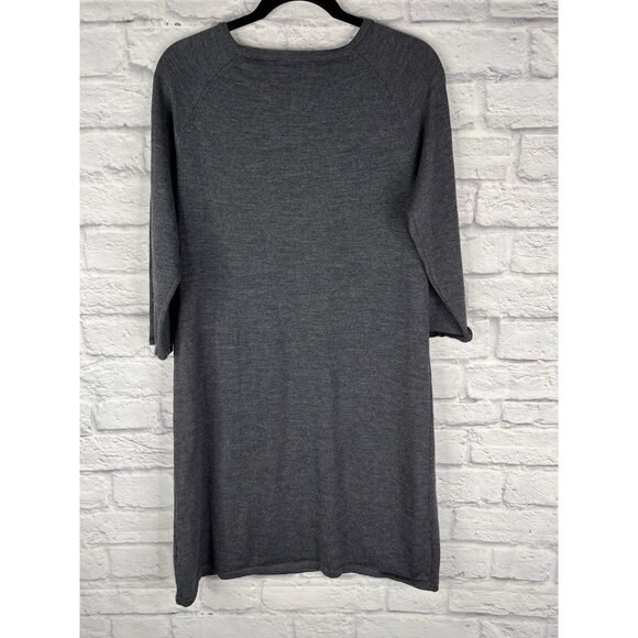 GARNET HILL Women's Dark Gray Merino Wool Scoop Neck Sweater Dress Large - Picture 5 of 5
